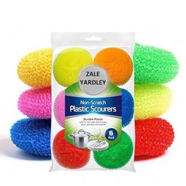 Zale Yardley Scourer Pack of 6, Plastic Scrubbing Scouring, Scrub Sponges, Washing Up Scourer Non Scratch plastic Wire Scrub, plastic Scourer, Sponge Scourer, Heavy Duty Cleaning Sponges