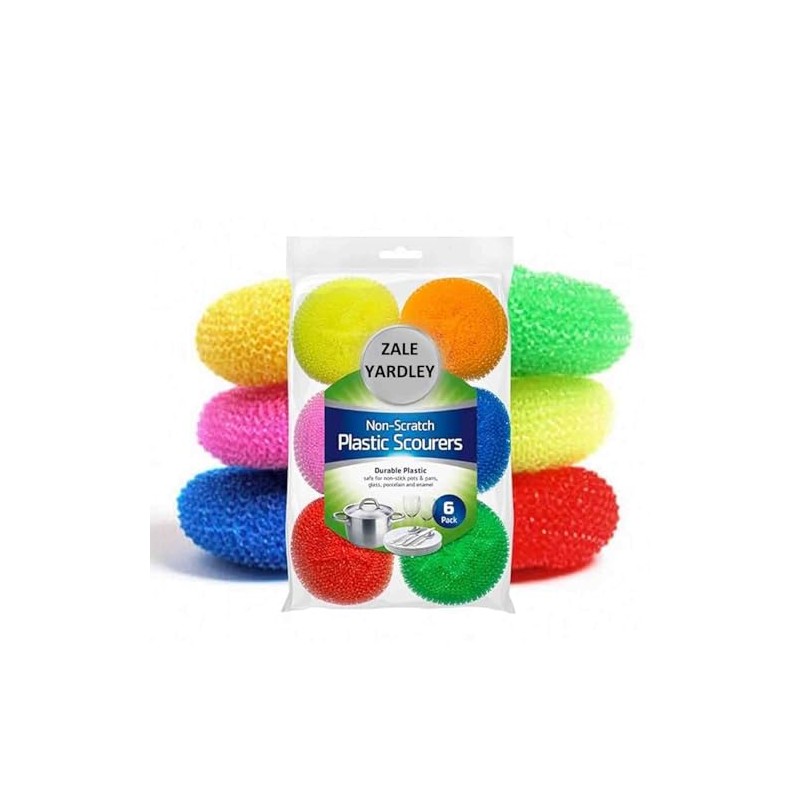 Zale Yardley Scourer Pack of 6, Plastic Scrubbing Scouring, Scrub