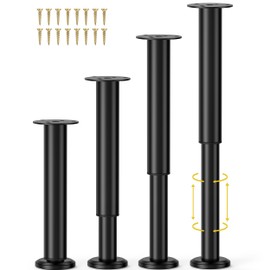 Wlrrcwdttc 4 Pcs Adjustable Bed Center Support Legs 10-17 inch for Bed Frame/Bed Center Slat, Metal Adjustable Furniture Legs for Bed/Cabinet/Sofa/Dresser/Couch/Table, Heavy Duty Bed Replacement Legs
