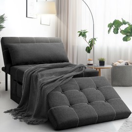 Sleeper Sofa Chair Bed, 4 in 1 Multi-Function Folding Ottoman Breathable Linen Couch Bed, Assembly-Free Convertible Sofa Bed with Adjustable Backrest, Breathable Linen, for Living Room Apartment