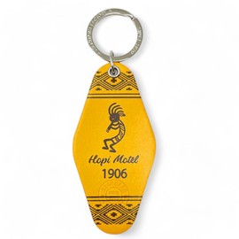 Standard Factory mkr-014 Motel Hotel Key Chain Genuine Leather Key Ring for Men and Women, yellow (mustard)