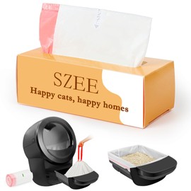 SZEE Cat Litter Tray Bags for Litter-Robot 3/4, Cat Litter Tray Bin Liners with Drawstrings, Cat Waste Bags for Self-Cleaning Cat Litter Tray, Scratch-Resistant for Pets, 63.5 x 40.6 cm, Pack of 20