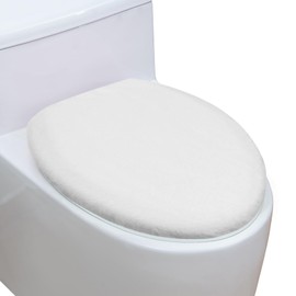 Comfortable Soft Plush Toilet Lid Cover for Bathroom, Machine Washable Toilet Seat Covers, Fits Most Round Elongated and Oblong Lids, Easy Installation& Cleaning (White)