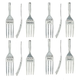 Pavilion Gift Company Beach Best Life Starfish 7 x 9 Inch Cutting Cheese Board, Set Of 4 Forks With Debossed Text, 9", Brown, 88507