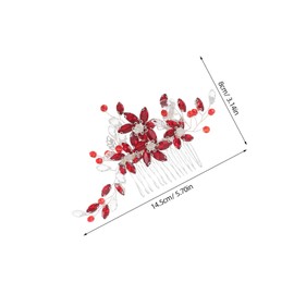 SAFIGLE Wedding Hair Accessories Bridal Hair Accessories Bridal Comb Rhinestones Red