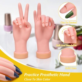 krofaue Nail Practice Hand - Practice Nail Tips Art Trainer Training Hand Tool Flexible Bendable Movable Fake Mannequin Right Hand Manicure Tool 1PCS