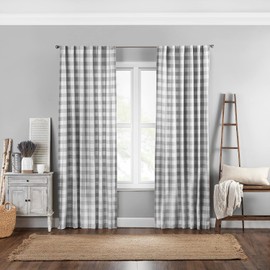 Elrene Home Fashions Farmhouse Living - Panel de Cortina de Ventana a Cuadros de búfalo, (Gris), (52 x 95)
