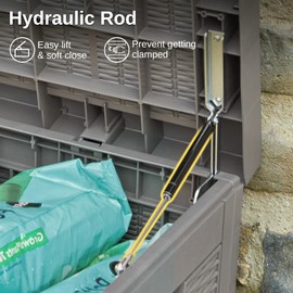 EAST OAK EAST OAK Outdoor Storage Box, 100 Gallon Deck Box, Waterproof Resin Storage Bench for Patio Cushions, Gardening Tools, Pool Accessories, Lockable, UV Resistant, Grey