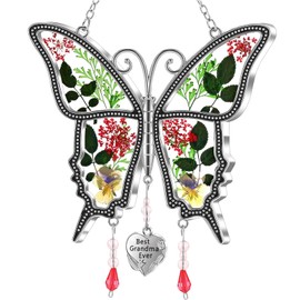 Grandma Gifts, Suncatcher Butterfly Garden Grandma Grandma Birthday Gifts, Best Grandma Ever Wind Chime Christmas for Grandma Granny Nan Nanny Gifts