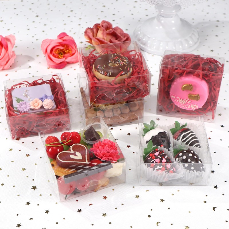 50pcs 4x4x2 Inch Plastic Clear Pastry Boxes - Cookies, Doughnuts,