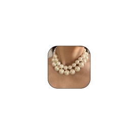 2Pcs Layered Large Pearl Necklaces for Women Pearl Choker Necklace Big Pearl Necklace Gifts for Ladies Pearl Bead Necklace