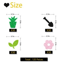 120 Gardening Confetti, Flower Pot Table Confetti, Black Glitter Shovel Cut Outs, Hand Rake Paper Scatters for Garden Themed Birthday/Baby Shower Party Table Decoration