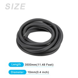 METALLIXITY Sponge Rubber Sealing Strip (11.48Ft x 0.4" W), Round Solid Seal Watertight Weatherstripping - for Home Furniture Boats and Cars, Black