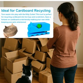 Tangdudu Cardboard Cutter for Cat Scratchers, DIY Cardboard Cutting Tool, Cardboard Strip Cutter, 3D Printed Kitten-Shaped Cutter, Handheld Cardboard Cutting Tools for Making Cat Scratchers