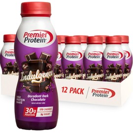 Premier Protein Indulgence Protein Shake, 30g Protein, 3g Sugar, Decadent Dark Chocolate, 11.5 fl oz, Pack of 12