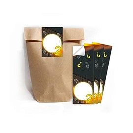 Junapack 12 sacchetti regalo (naturale) + 12 adesivi Escape Room per regalini bomboniere compleanno bambini ragazzi ragazze