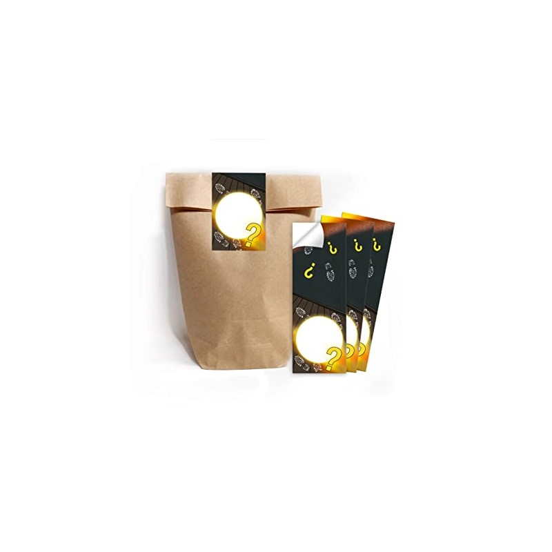 Junapack 12 sacchetti regalo (naturale) + 12 adesivi Escape Room