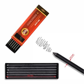Koh-I-Noor Graphitminen 5,6 mm Härtegrad 2B und 6B für Druckbleistift, Gioconda Artist Mine, Länge 120 mm, 2 Stück Etui + Intervisio Anspitzer/Radiergummi – Bundle
