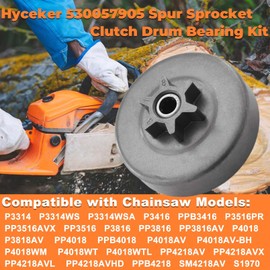 Hyceker 530057905 Spur Sprocket Clutch Drum for Poulan Pro PP4218A P3314 P3416 P3516PR PP3516AVX P3816 P4018WT PP4218AVX 4218AVX Chainsaw Sprocket 3/8"-6T 501628301 with Oil Pump Assy Worm Gear Parts