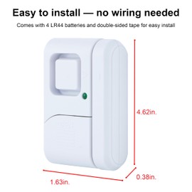 GE Personal Security Window and Door Alarm, 4 Pack, DIY Protection, Burglar Alert, Wireless Chime/Alarm, Easy Installation, Home Security, Ideal for Home, Garage, Apartment and More, White, 45174