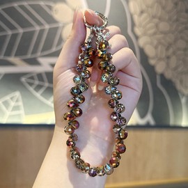 CCAIPU Phone Lanyard, Pearl Beaded Phone Charm Chain Detachable Phone Wrist Strap (D)