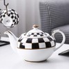 Porlien Checker Pattern 17-Piece Tea Set for 6 with Teapot,