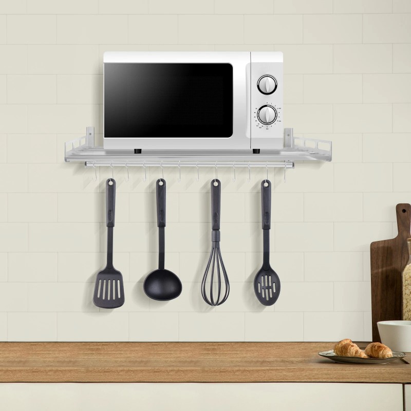 Wall Mounted Microwave Rack Stainless Steel Cooker Holder Shelf Oven
