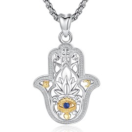 CELESTIA Evil Eye Necklace for Womens 925 Sterling Silver Star of David Hand of Fatima Hamsa Necklace Protection Jewellery Good Luck Gifts for Women Mum Gifts