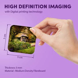 1 x Square MDF Fridge Magnet - Enchanted English Forest Cottage 16372