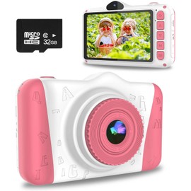 Children's Camera, 3.5 Inch Digital Camera Children, Gifts for 3 4 5 6 8 7 9 10 11 Years Boys and Girls, 1080P HD Anti-Drop Camera Children's Camera for Birthday Gift Christmas Toy - Pink