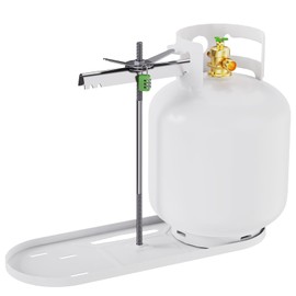 RVMATE RV Dual Propane Tank Mounting Rack with Locking Device for 20 lb Tanks, White, Dual RV Propane Tank Cylinder Rack with Lock for Travel Trailer Hitch Frame