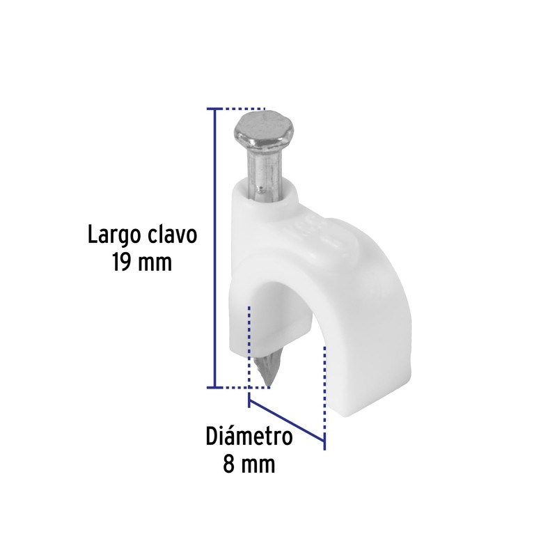 Volteck GCU-8BG, Bolsa con 500 grapas blancas de 8 mm