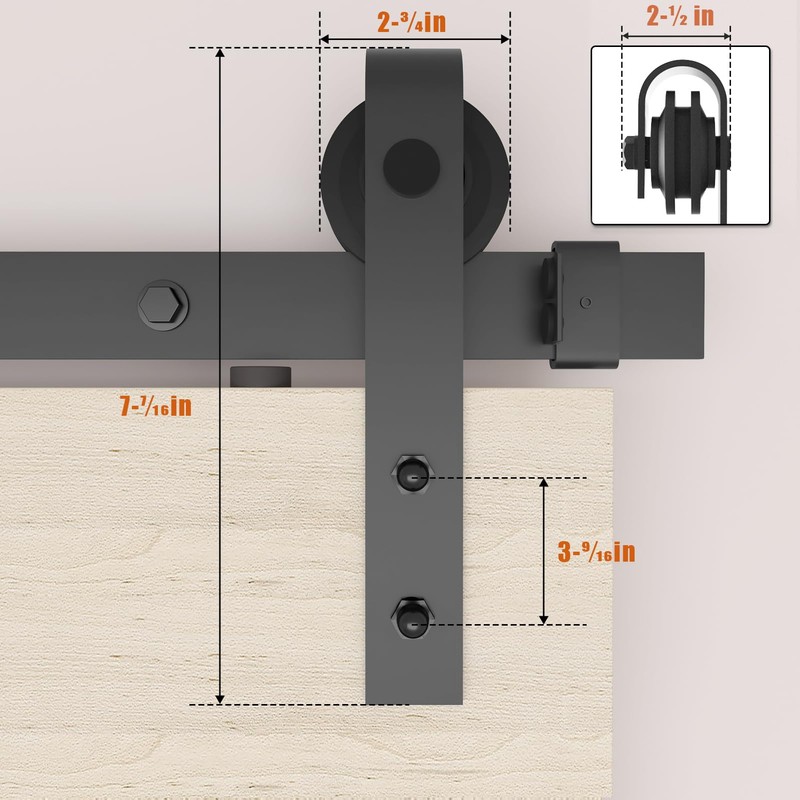 Dondelight Barn Door Hardware Kit 5FT, Heavy Duty Modular Sliding