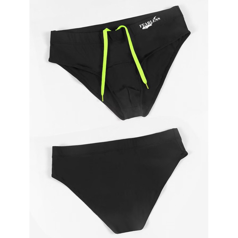 Men's Swim Briefs Drawstring Low Waist Triangle Swim Trunks Solid