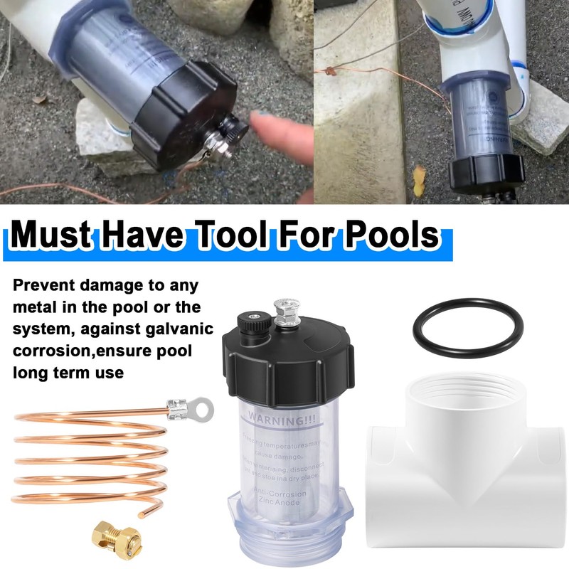 mooncar 2" Inline Zinc Anode Suitable for Saltwater Pools,Pool Zinc