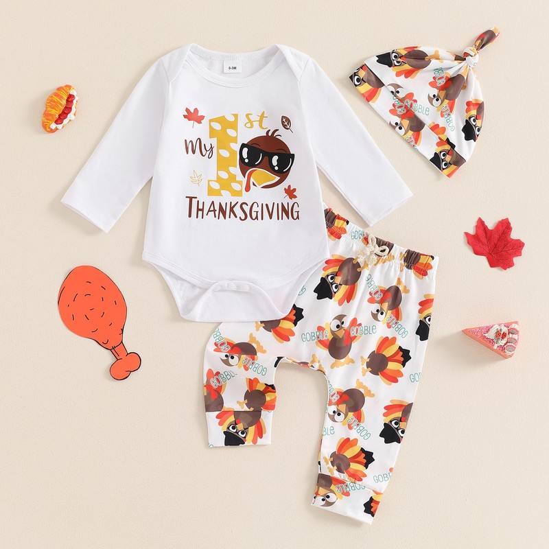 Baby Boy Girl My 1st Thanksgiving Outfit 0-3 6 12