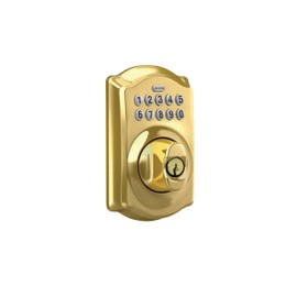 Schlage BE365 CAM 505 Camelot Keypad Deadbolt, Electronic Keyless Entry Lock, Bright Brass