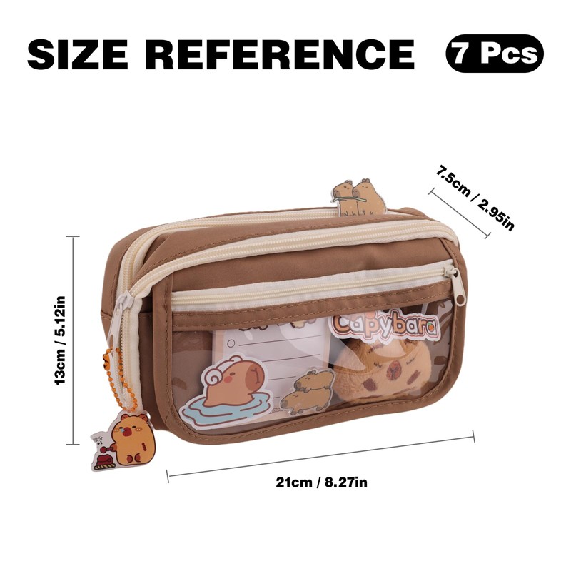 Xvbhaq Large Capacity Capybara Pencil Case Cute Transparent Multi-Layer Plush