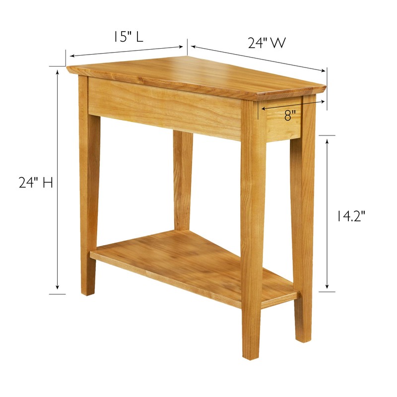 Leick Home 10074-DS Recliner Wedge Side Table with Shelf, Desert