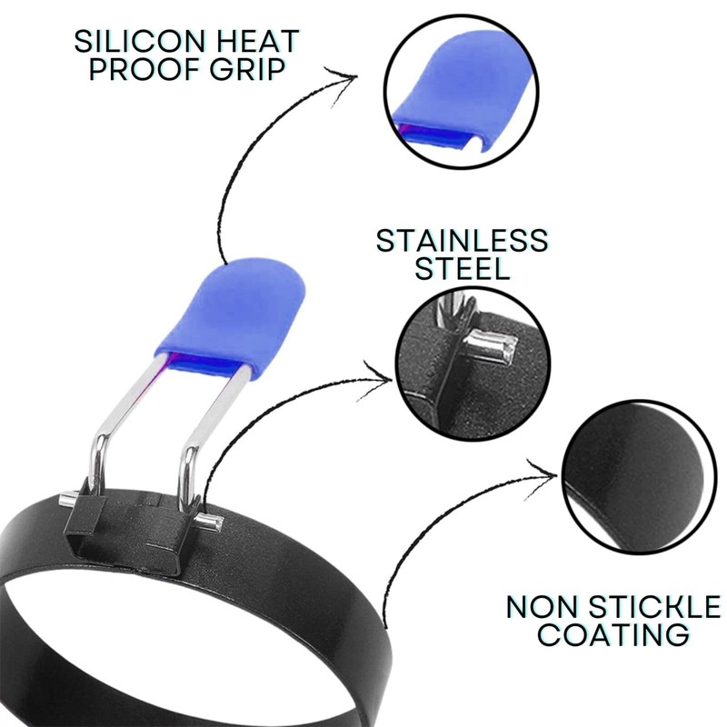 Egg Ring 2-Pack Stainless Steel Egg Rings with Anti-Scald Folding