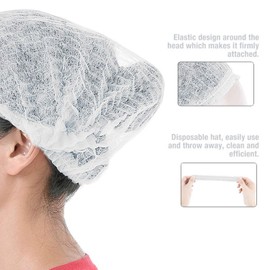 A+ DESIGN 100 Pieces Disposable Non-Woven Clip Caps Mob caps hairnets Head Cover, 21", with 6 Colors for You to Choose. (White)