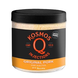 Kosmos Q Original BBQ Pork Injection, Meat Marinade for Pulled Pork, Chops, Ribs, Tenderloin & Brisket, Enhance Flavor & Juiciness, Award-Winning BBQ Seasoning for Moist & Tender Barbecue, 16 Oz Jar