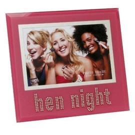 Hen Night Pink Glass 6" x 4" Photo Frame with Crystal Words
