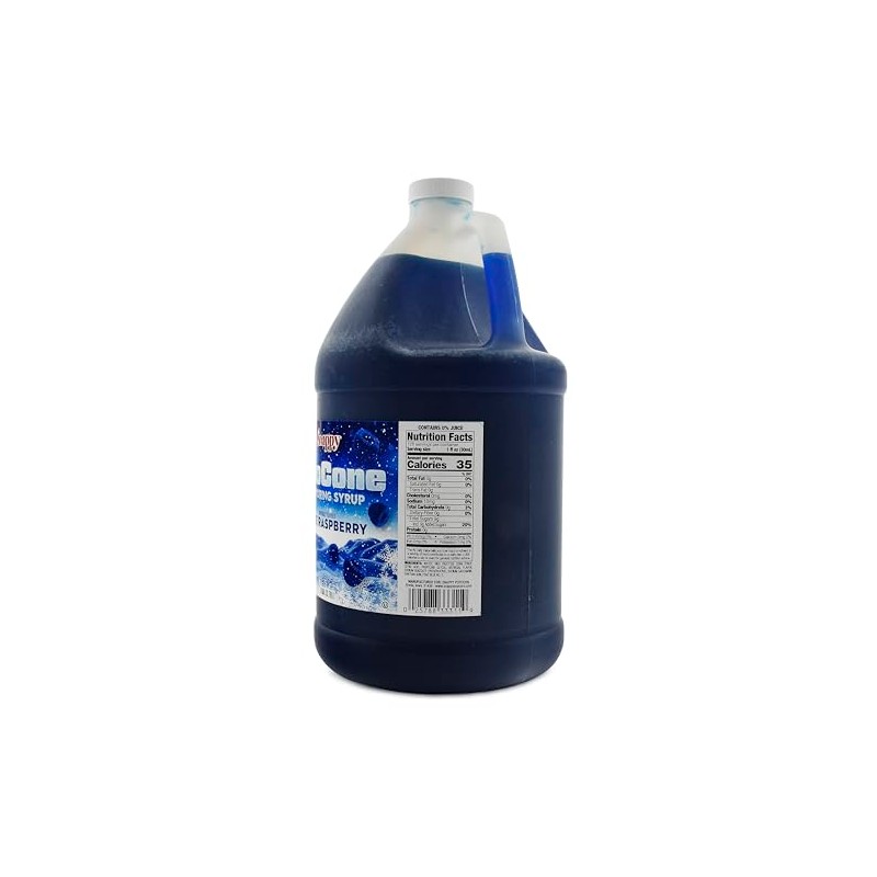 Snappy Blue Raspberry Sno Cone Syrup, 1 Gallon - Ready-to-Use