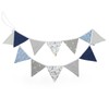 G2PLUS Grey and Blue Fabric Bunting Garland, 3.3 m Double-Sided