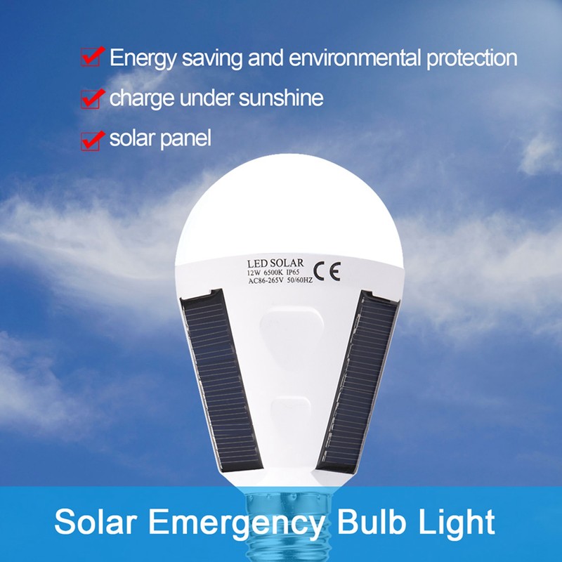 Solar Panel LED Light Bulb Portable Waterproof Indoor/Outdoor Hiking Camping