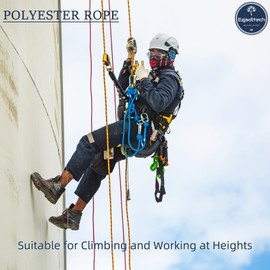 Arborist Rigging Rope Bull Rope Black (1/2 in x 100ft) Polyester Braided Arborist Rope 48 Strands for Various Outdoor Applications Construction Climbing Swing Sailing