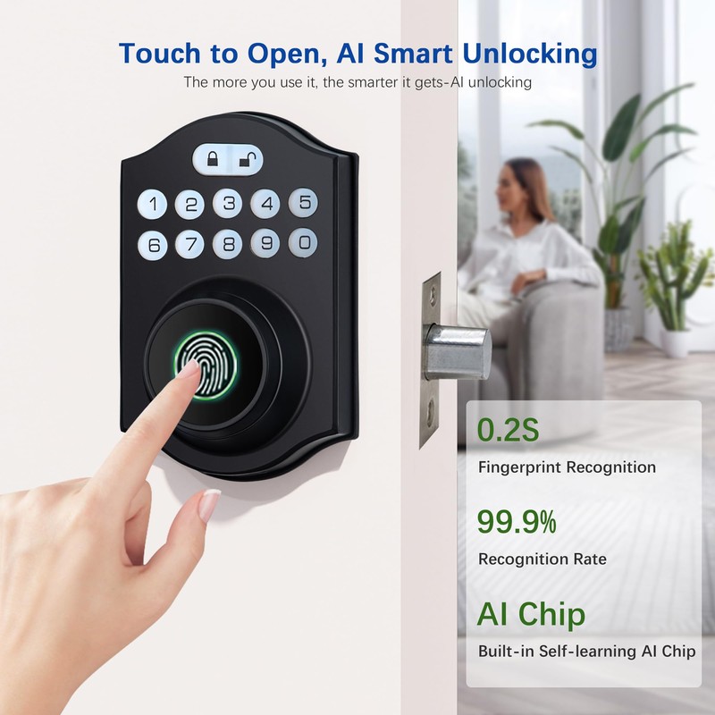CHEN LCLILICHEN Smart Fingerprint Door Lock, Keyless Entry Deadbolt with