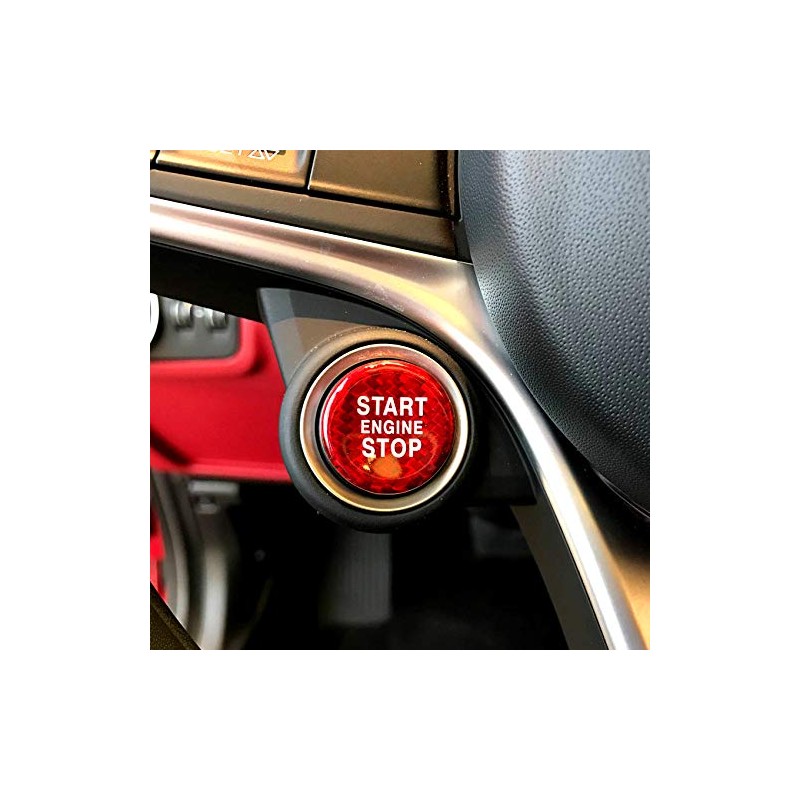 Red Real Carbon Fiber Start Stop Engine Button Cover for