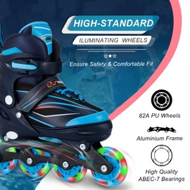 RunRRIn Adjustable Kids Inline Skates for Boys Girls with Full Light Up Wheels - Roller Skates for Kids Ages 6-12, Toddler Ages 3-5, Youth Women Beginners Outdoor Indoor